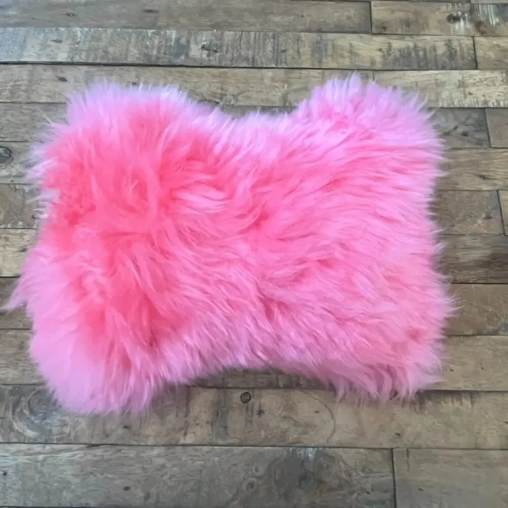 Vibrant Pink Shaggy Fur Decorative Throw Pillow